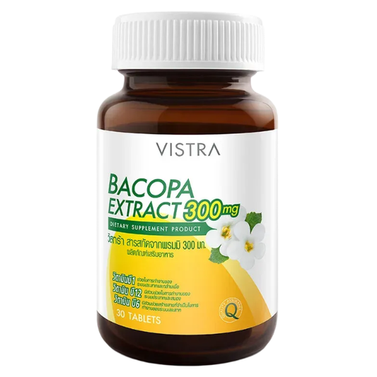 Vistra Bacopa Extract 300 mg - 30 Tablets for Brain & Memory Support