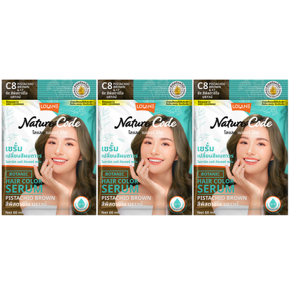 Lolane Nature Code Botanic Hair Color Serum C8 Pistachio Brown – 60ml (Pack of 3)