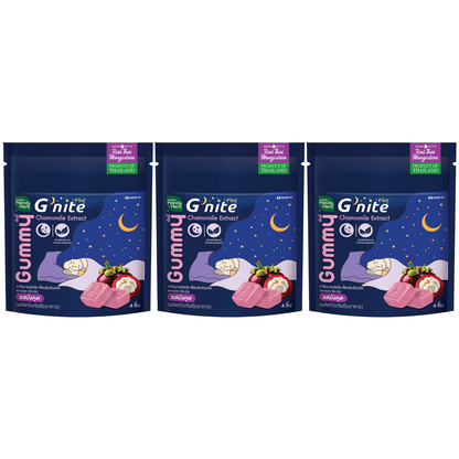 Handy Herb - Gnite Gummy Jelly, Chamomile and L-Theanine, Sleep Fast, Mangosteen flavor (Pack of 3 sachets, 4 pcs. per sachet)