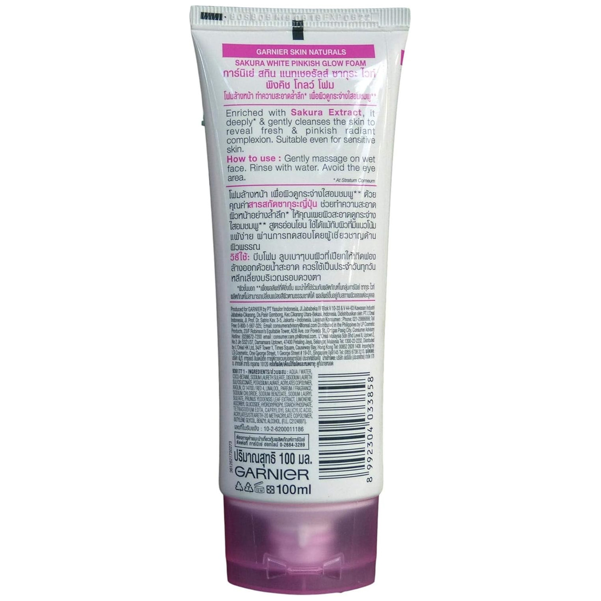 Garnier Sakura White + Vitamin Pinkish Glow Foam 100ml – Deep Cleansing & Brightening
