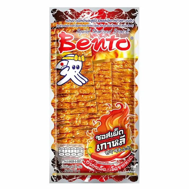 Bento Baked Squid Snack Mix - Spicy, Larb, Korean Spicy, Seafood & Seasoned Flavors (Pack of 5)