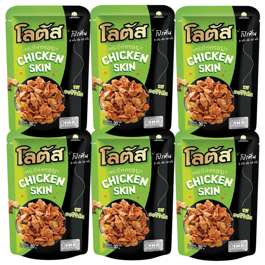 Lotus Crispy Chicken Skin Original Flavor 30g - Pack of 6