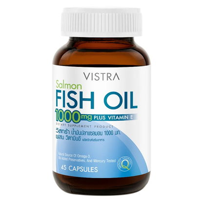 Vistra Salmon Fish Oil 1000 mg with Vitamin E - 45 Capsules for Heart & Joint Support