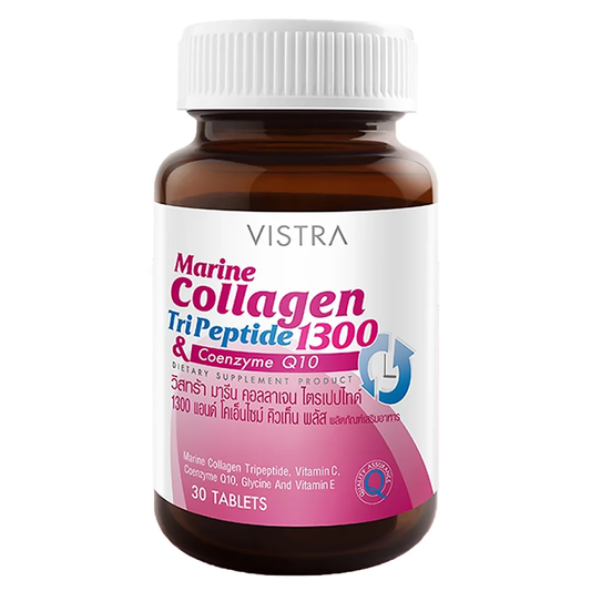 Vistra Marine Collagen TriPeptide 1300 & Coenzyme Q10 – 30 Tablets for Skin & Joint Support