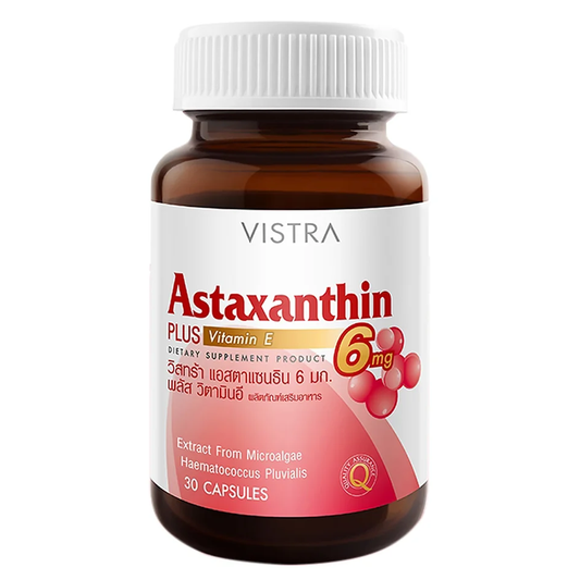 Vistra Astaxanthin 6 mg with Vitamin E - 30 Capsules for Skin & Anti-Aging