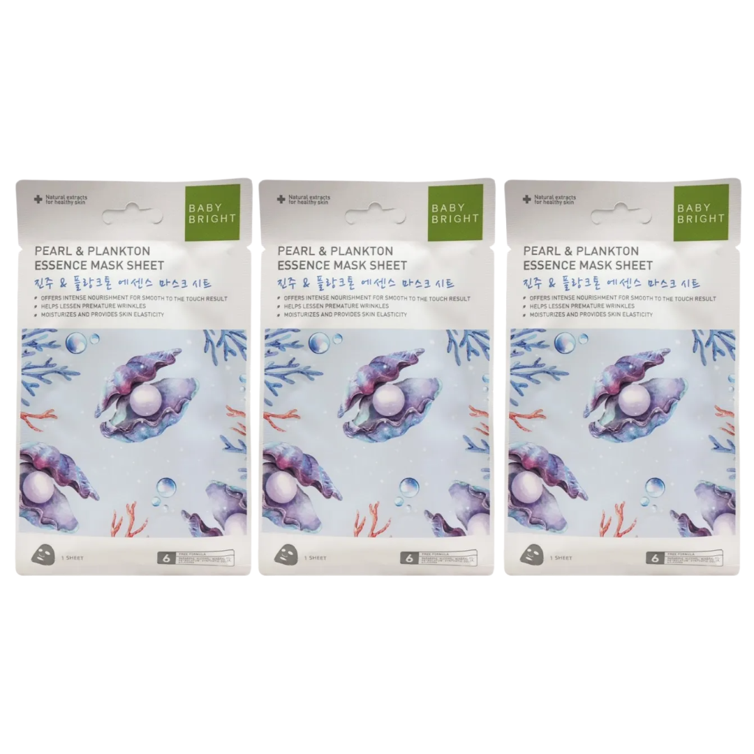 Baby Bright Pearl & Plankton Essence Face Mask - 20g (Pack of 3)