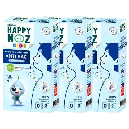 Happy Noz Kids Blue Fragrance Patches - Organic & Gentle Relief (Pack of 3 x 6)