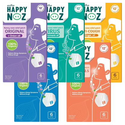 Happy Noz Adult Pack of 5 - Organic Fragrance Patches in Purple, Green, Ginger, Orange, and Blue