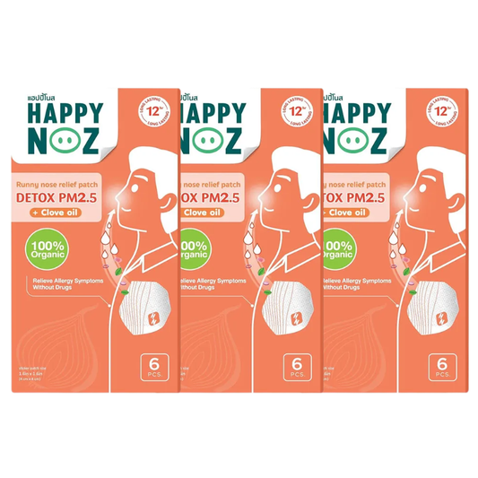 Happy Noz Adult Orange Formula - Fast Relief for Nasal Congestion (Pack of 3 x 6 patches)