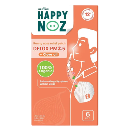 Happy Noz Adult Orange Formula - Fast Relief for Nasal Congestion (Pack of 3 x 6 patches)