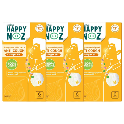 Happy Noz Adult Ginger Supplement - Pack of 3 x 6 Patches for Digestive Relief