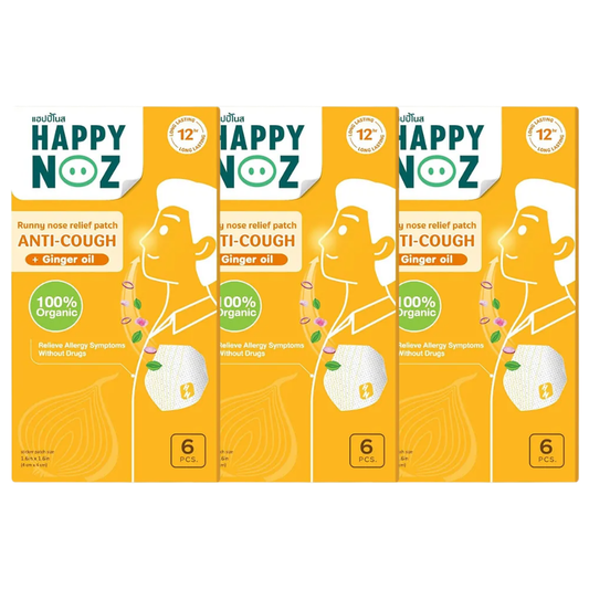 Happy Noz Adult Ginger Supplement - Pack of 3 x 6 Patches for Digestive Relief