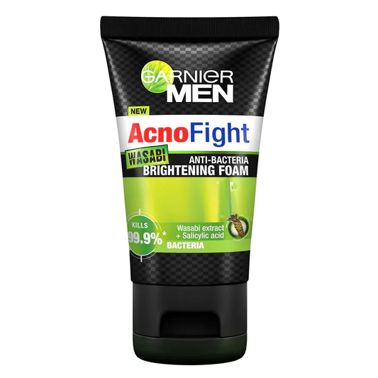 Garnier Men Acno Fight Wasabi Brightening Face Foam 100ml - Anti-Bacterial Acne Treatment