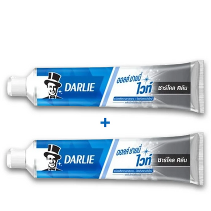 Darlie All Shiny White Charcoal Toothpaste 140g - Pack of 2 for Brilliant White Smile
