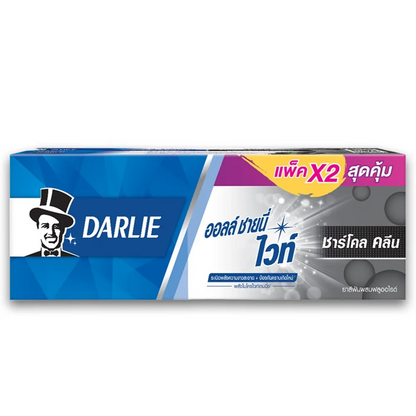 Darlie All Shiny White Charcoal Toothpaste 140g - Pack of 2 for Brilliant White Smile