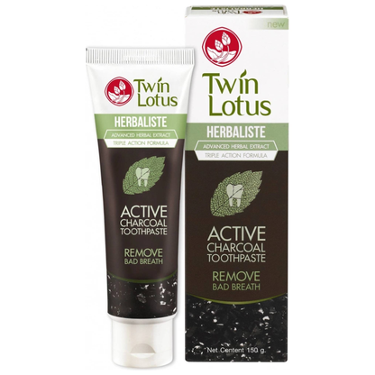Twin Lotus Activated Charcoal Toothpaste 150g - Made in Thailand