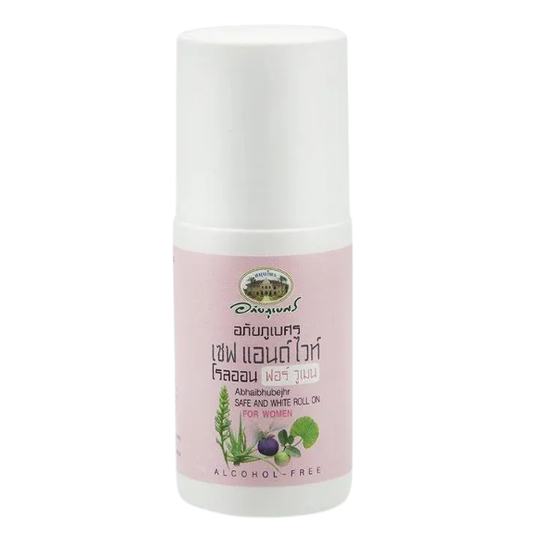 Abhaibhubejhr Safe & White Natural Roll-On Deodorant 50ml - Made in Thailand