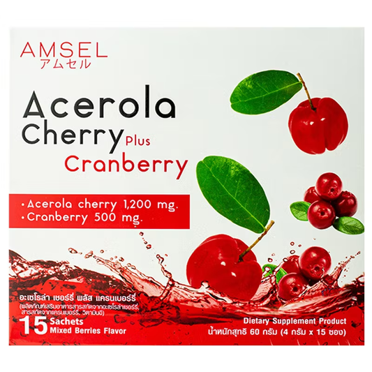 Amsel Acerola Cherry & Cranberry Powder 4g - 15 Sachets for Immune Support