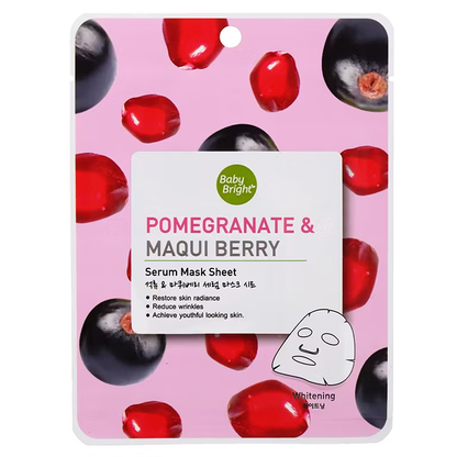 Baby Bright Pomegranate & Maqui Berry Serum Face Mask (Pack of 3) - Hydrating & Brightening
