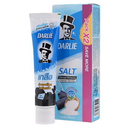Darlie Salt Charcoal Whitening Toothpaste 140g – Pack of 2 for Bright, Healthy Smile