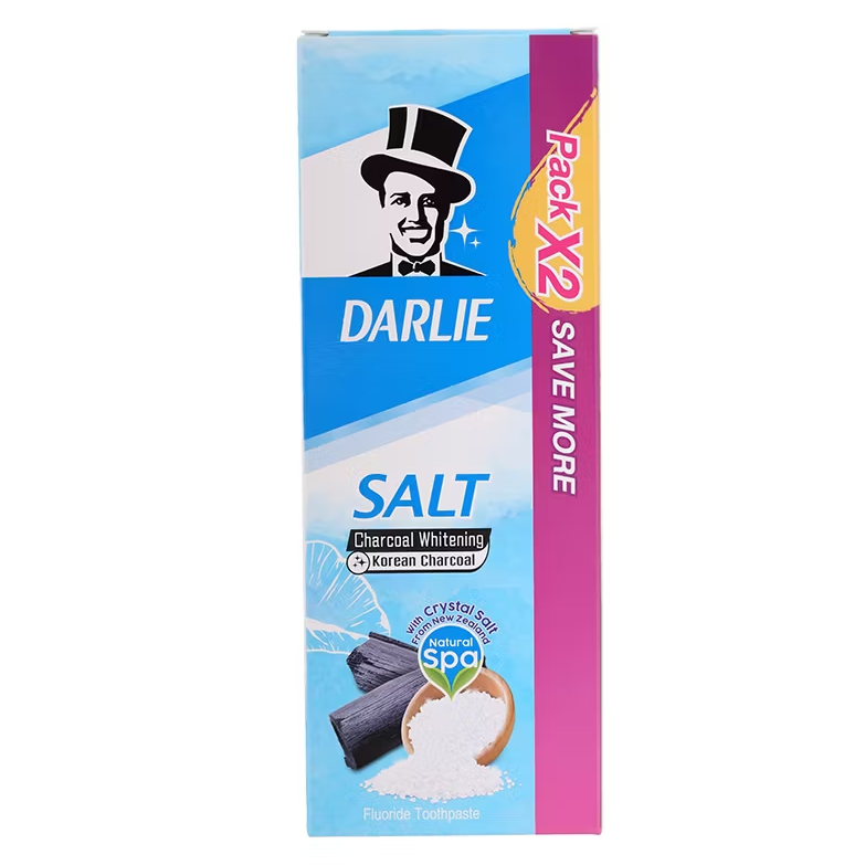 Darlie Salt Charcoal Whitening Toothpaste 140g – Pack of 2 for Bright, Healthy Smile