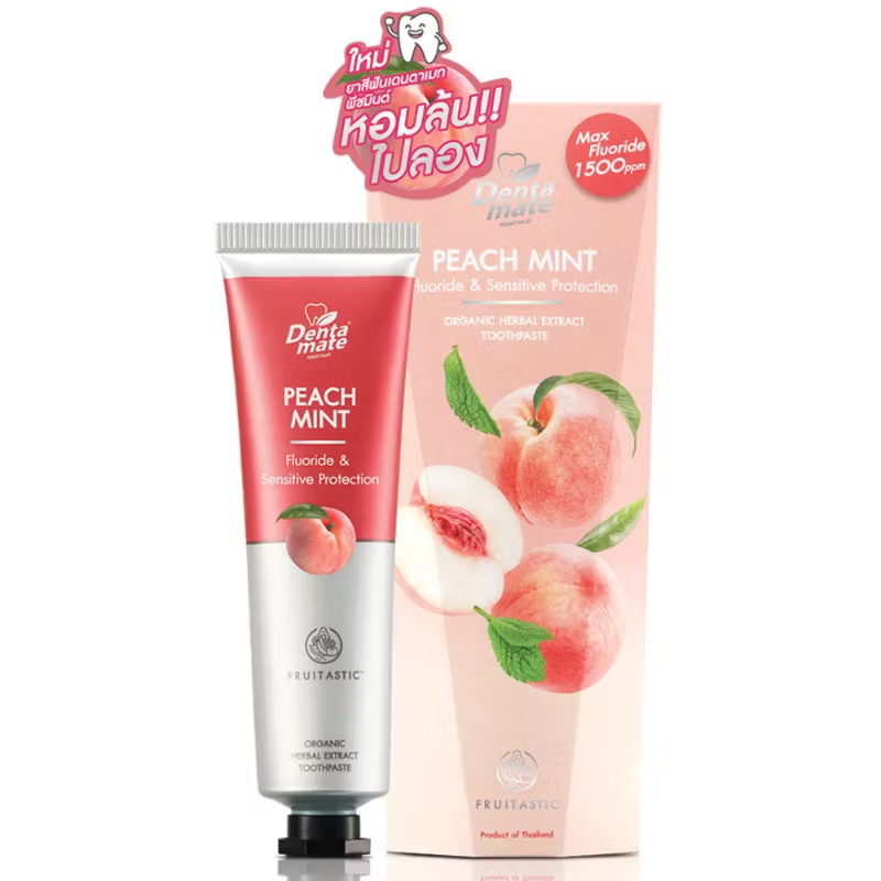 Dentamate Peach Mint Herbal Extract Toothpaste 70g – Fresh Breath & Protection