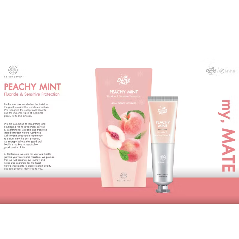 Dentamate Peach Mint Herbal Extract Toothpaste 70g – Fresh Breath & Protection