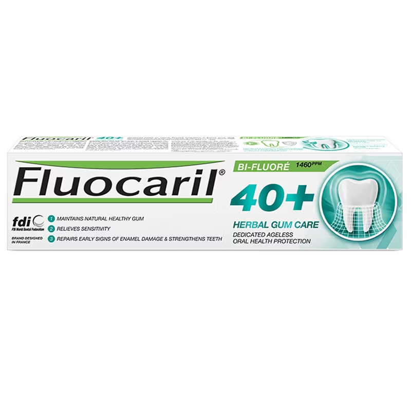 Fluocaril 40 Plus Herbal Gum Care Toothpaste - 160g for Adults Over 40