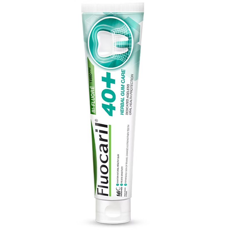 Fluocaril 40 Plus Herbal Gum Care Toothpaste - 160g for Adults Over 40