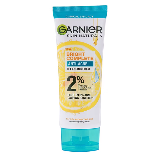 Garnier Bright Complete Anti-Acne Cleansing Foam 100ml – Clearer, Brighter Skin
