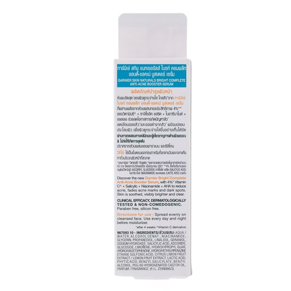 Garnier Bright Complete Anti-Acne Serum 30ml - Clears & Brightens Skin