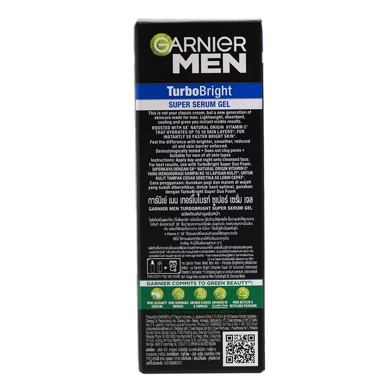 Garnier Men Turbo Bright Super Serum Gel 30ML - Brightening & Hydrating Vitamin C Serum