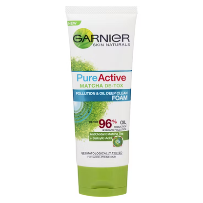 Garnier Pure Active Matcha Deep Clean Foam – Oil & Dirt Control 100ml