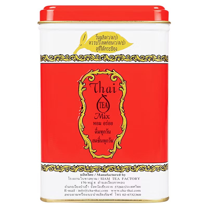 Cha Tra Mue Thai Tea Mix Powder Red Label - 50 Single-Serve Tins