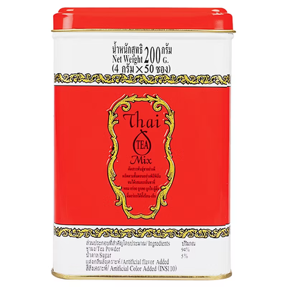 Cha Tra Mue Thai Tea Mix Powder Red Label - 50 Single-Serve Tins