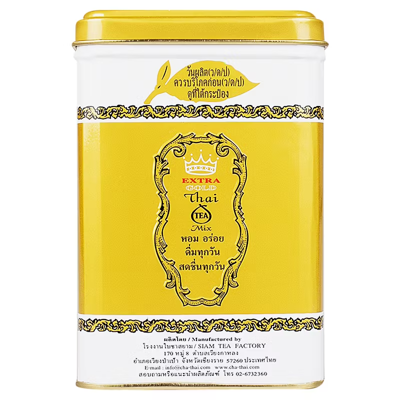 Cha Tra Mue Original Thai Tea - Gold Label, Tin Pack (50 Bags of 2.5g Each)