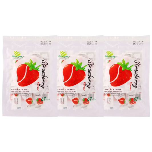My Chewy Milk Strawberry Candy 67g - Pack of 3 | Fruity & Delicious