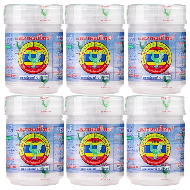 Hong Thai White Traditional Thai Herbal Inhaler - Pack of 6 - Ramakien Lotus Scent - Nasal Inhalant for Stress Relief and Sinus Comfort