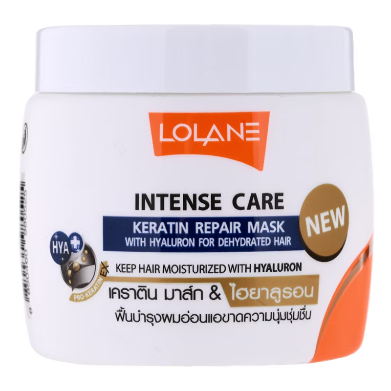 Lolane Intense Care Keratin Repair Mask with Hyaluron for Nourished, Hydrated Hair 200g