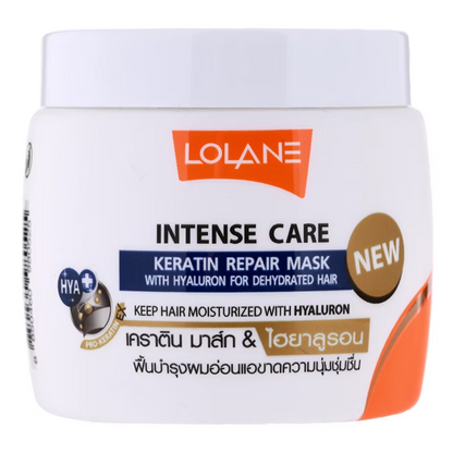 Lolane Intense Care Keratin Repair Mask with Hyaluron for Nourished, Hydrated Hair 200g
