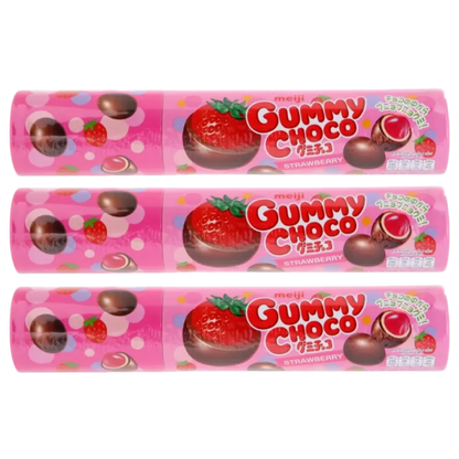 Meiji Gummy Chocolate Strawberry - 50g Pack (Pack of 3)