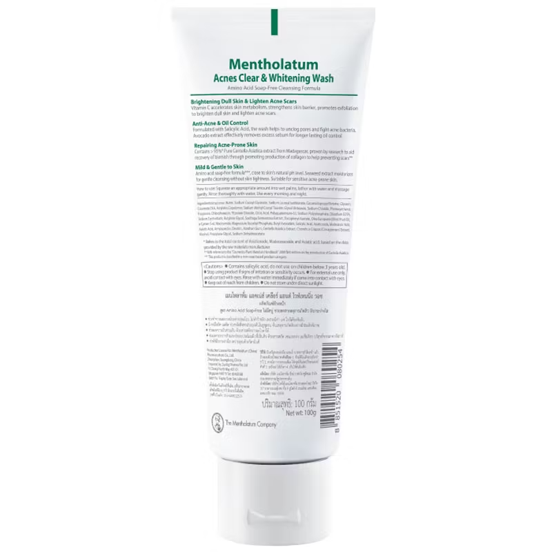 Mentholatum Acnes Clear Whitening Wash 100g – Gentle Brightening Facial Cleanser