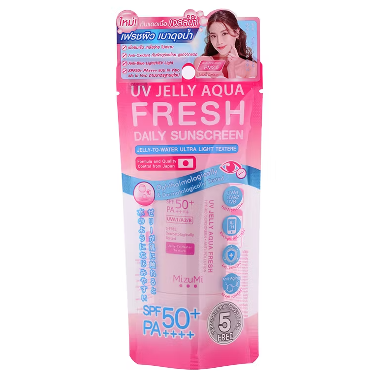 MizuMi UV Aquafresh Jelly Sunscreen SPF50+ PA++++ – Lightweight, Jelly-to-Water Formula, 40g