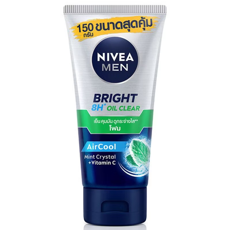 Nivea Men Bright 8H Oil Clear Scrub Foam – 150g for Deep Cleansing & Brightening