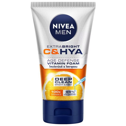 Nivea Men Bright C+Hya Wash Foam 100g - Brightening Facial Cleanser