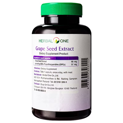 Herbal One Grape Seed Extract - 60 CAPSULES for Antioxidant & Heart Support