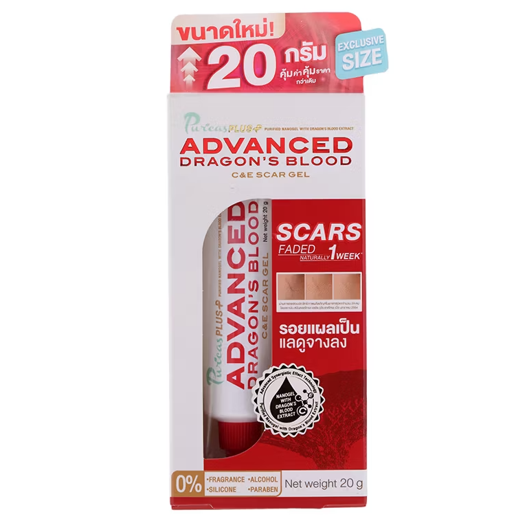 Puricas Plus Advanced Dragon's Blood C&E Scar Gel 20g - Fast-Absorbing Skin Repair
