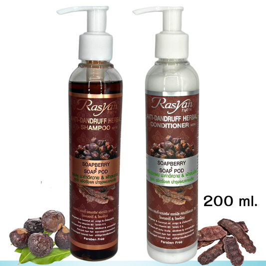 ISME Anti-Dandruff Herbal Shampoo & Conditioner with Soapberry & Soap Pod - 200ml Each