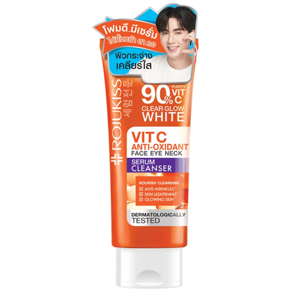 Rojukiss Vitamin C Brightening & Anti-Aging Face, Eye & Neck Serum Cleanser 70g