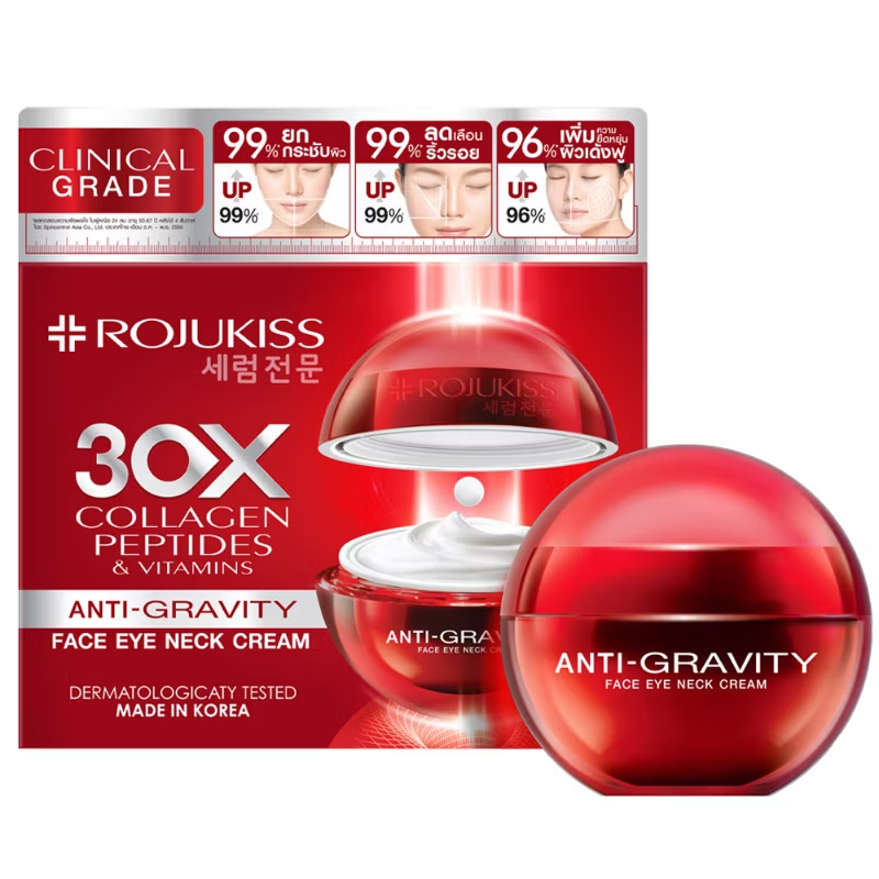 Rojukiss Anti-Gravity Face, Eye, and Neck Cream - Collagen Peptides & Vitamins 30ml